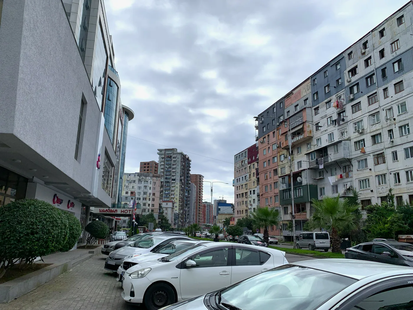 Soviet panel buildings and new high-rises in the Agmashenebeli district, Batumi