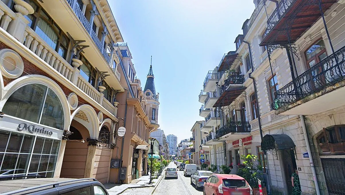 Cobbled street in Batumi's Old Town with historic buildings